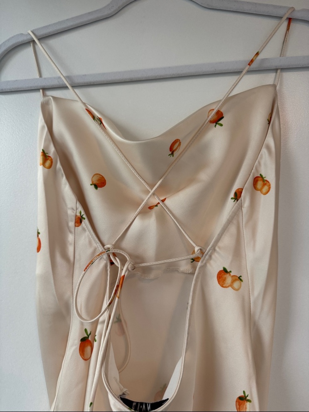 NWT NA-KD Orange Print Cream Slip Dress Size 40 fits like 6 - Picture 8 of 15